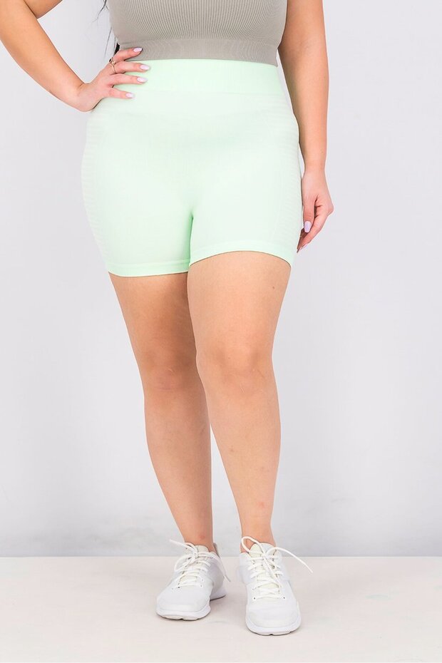Women Textured Striped Sports Shorts, Baby Green