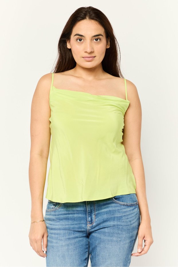 Women Square Neck Sleeveless Brand Logo Tank Top, Green