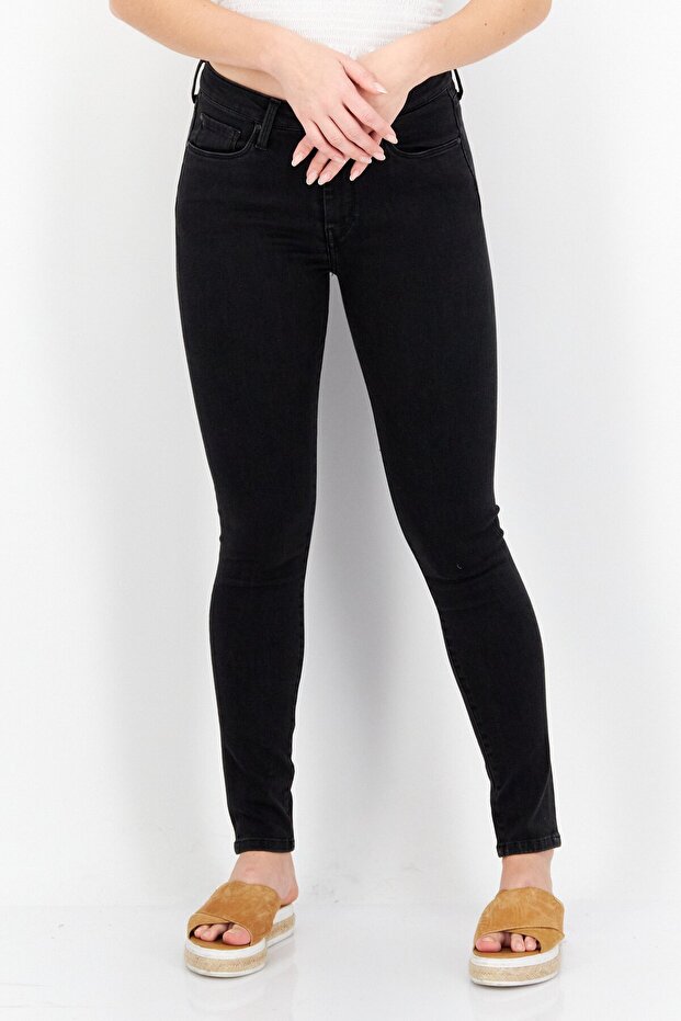 Women Skinny Fit Solid Stretchable Denim Jeans, Black