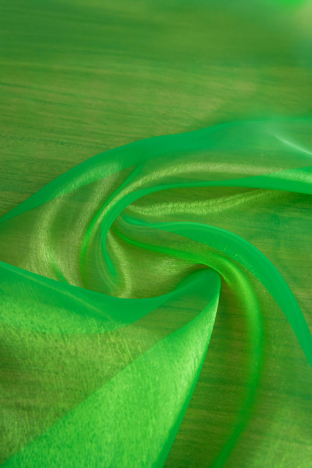 Glass Organza Green Color Fabric
