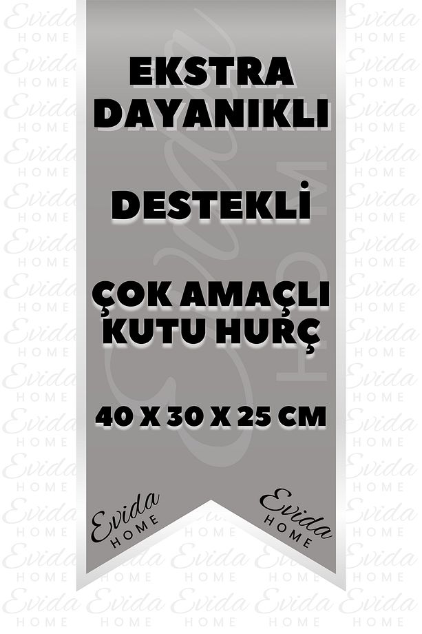 3 Adet Mini Çok Amaçlı Saklama Kutusu,oyuncak Kutusu,organizer,kutu Hurç Gri Çizgili Desen 40x30x25 - 5