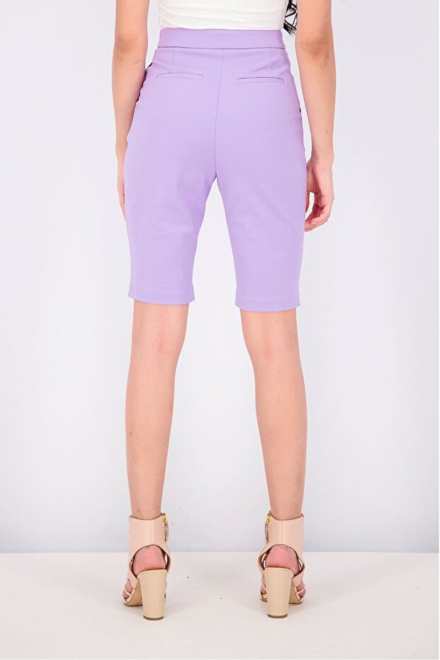 Women Plain Basic Shorts, Violet - 4
