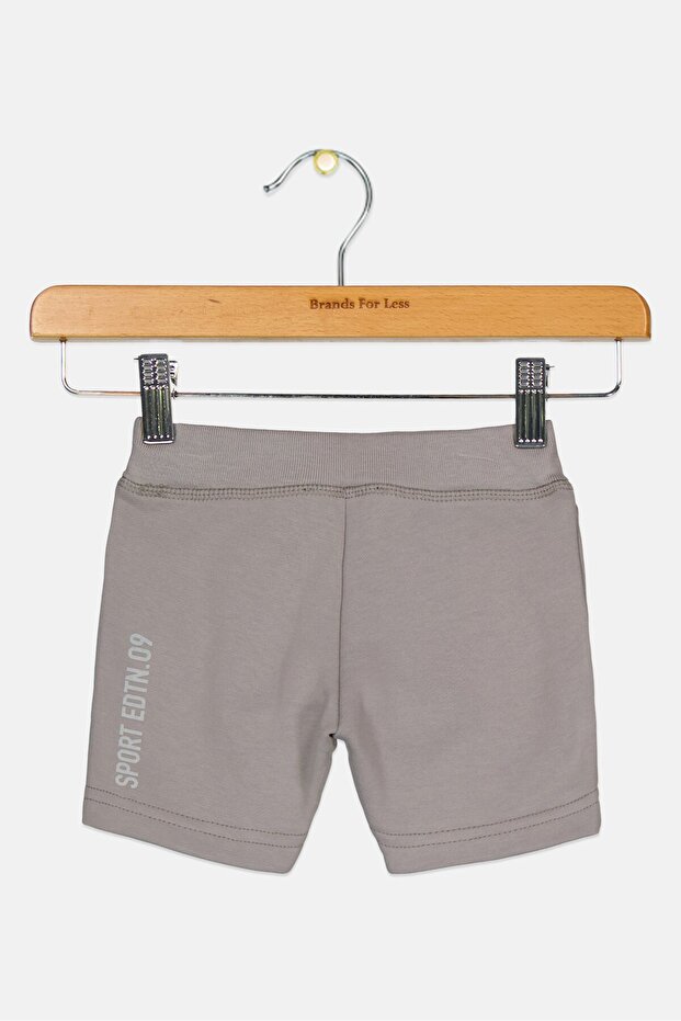 شورت أساسي مطبوع عليه رسوميات للأولاد الصغار، رمادي - 2