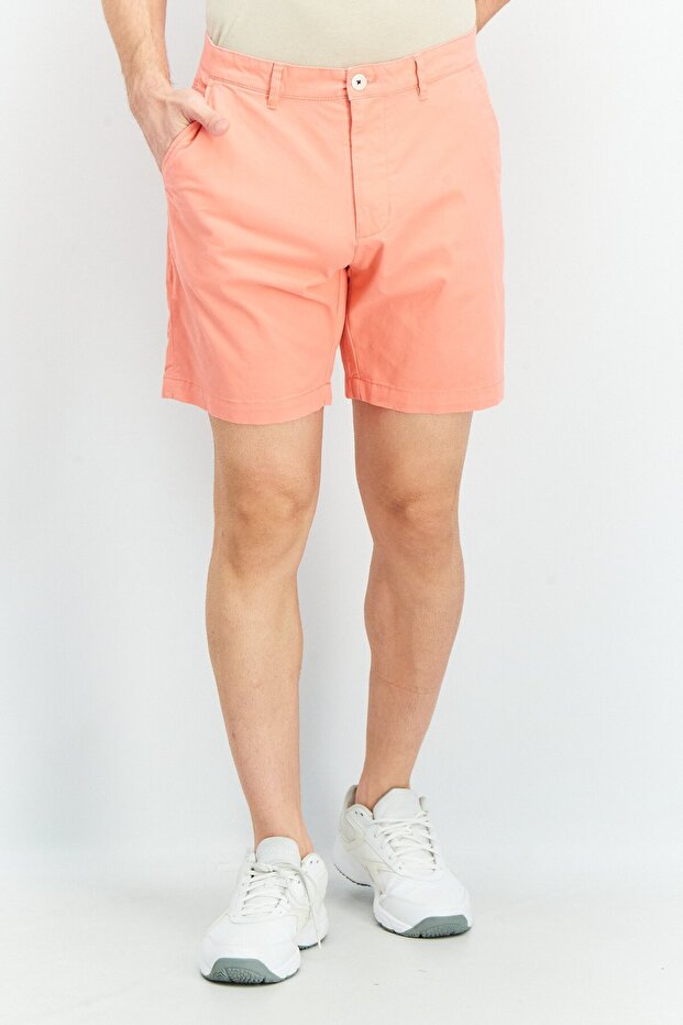 Men Solid Pull On Basic Shorts, Pink - 1
