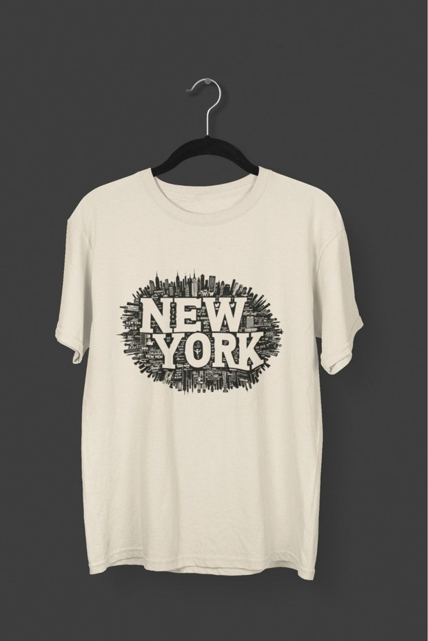 Men/Women -New York- Transfer Printed Round Neck Short Sleeve T-Shirt