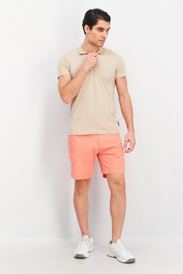 Men Solid Pull On Basic Shorts, Pink - 2