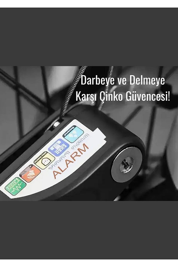 110 Db Sesli Alarmlı Disk Kilidi Motorsiklet, Scooter, Bisiklet İçin Yüksek Güvenlik - 8