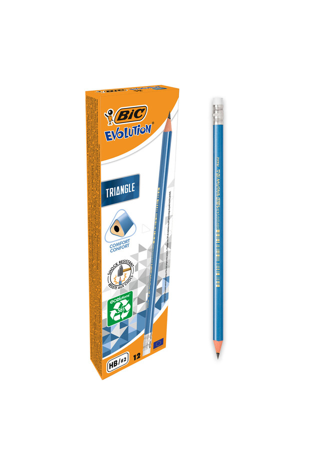 Evolution Üçgen Silgili Kurşun Kalem 12'li Kutu - 1