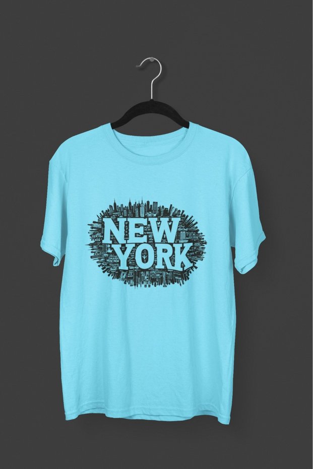 Men/Women -New York- Transfer Printed Round Neck Short Sleeve T-Shirt