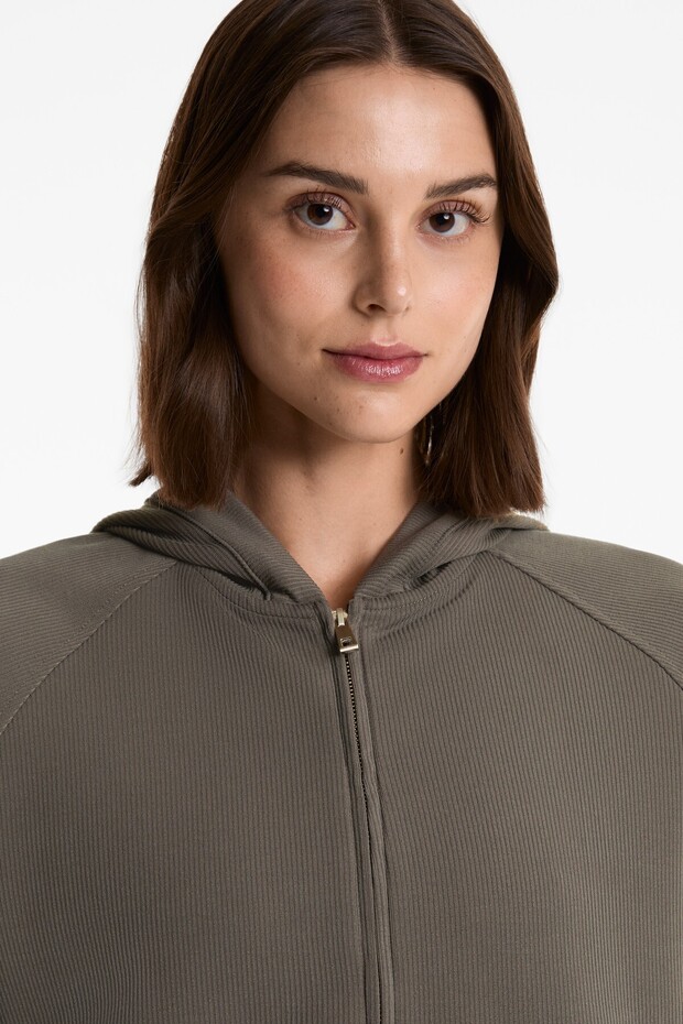 Kapüşonlu rib ceket - 3