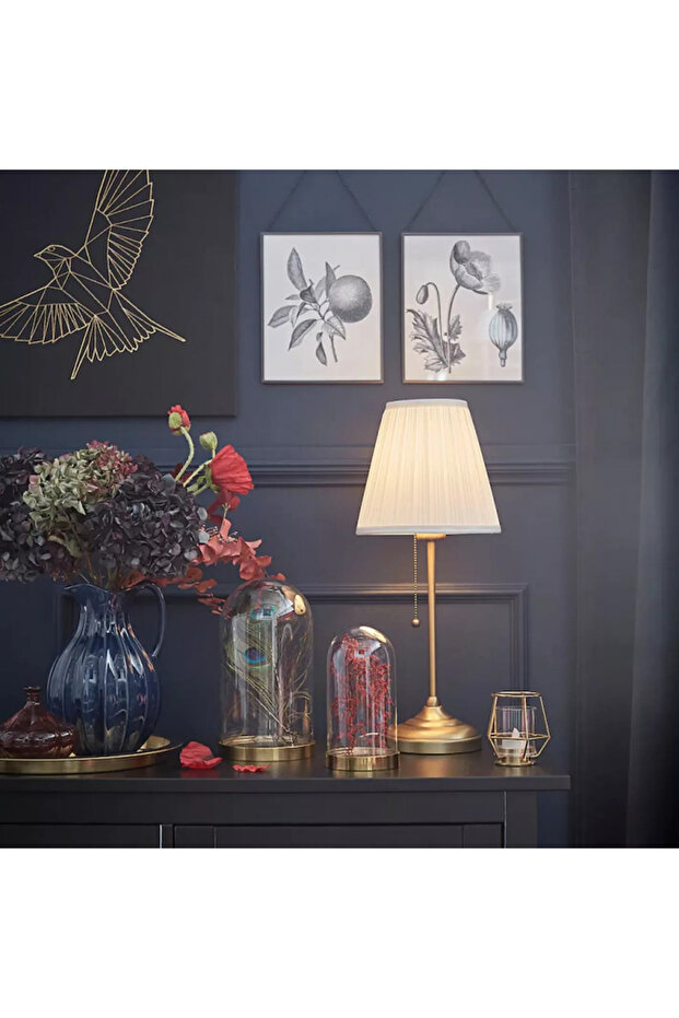 مصباح طاولة أبيض/ذهبي 55 سم - 2