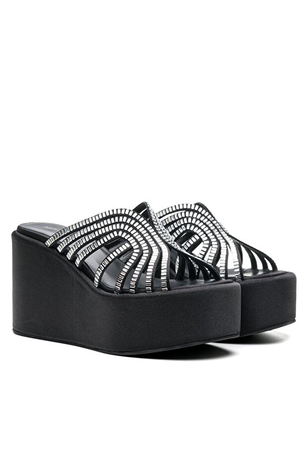 JULLY SİYAH TEKSTİL Kadın TOPUKLU TERLİK - 3