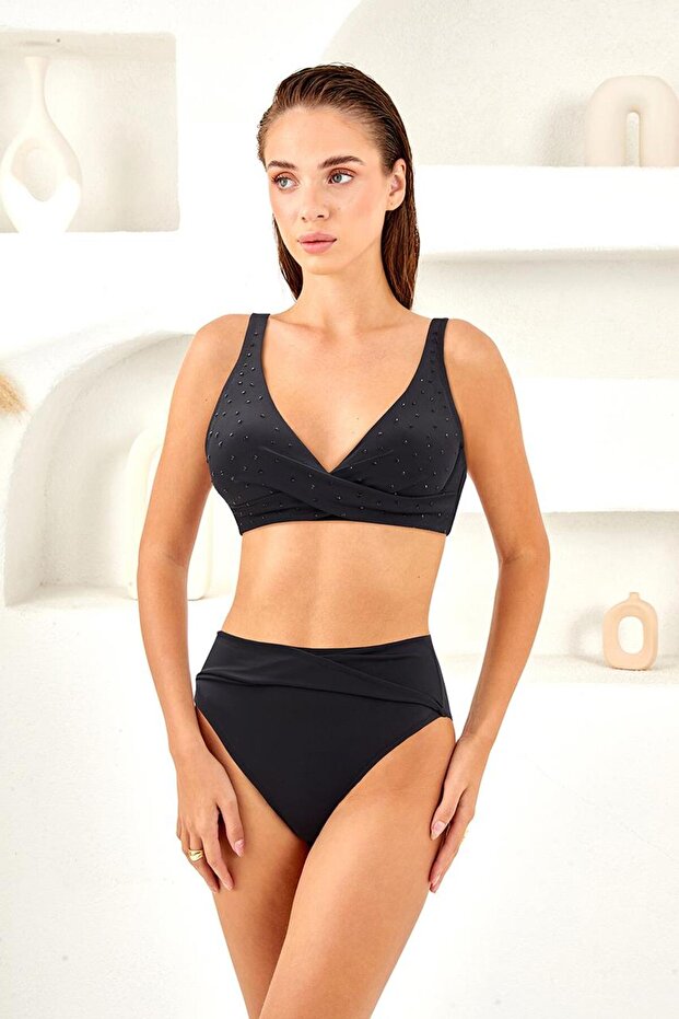Stone Print Underwire Plus Size Bikini Set