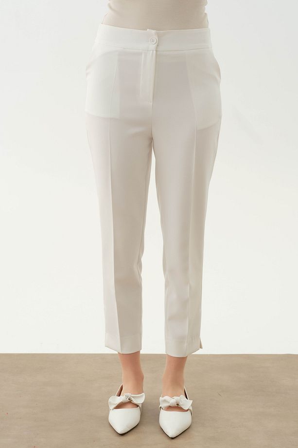 Yüksek Bel Basic Pantolon - Ekru - 5