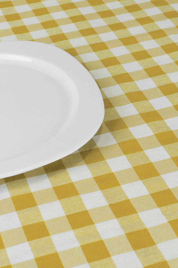 Sarı Büyük Kare Desen Pötikareli Sofra Bezi Masa Piknik Örtüsü - 5