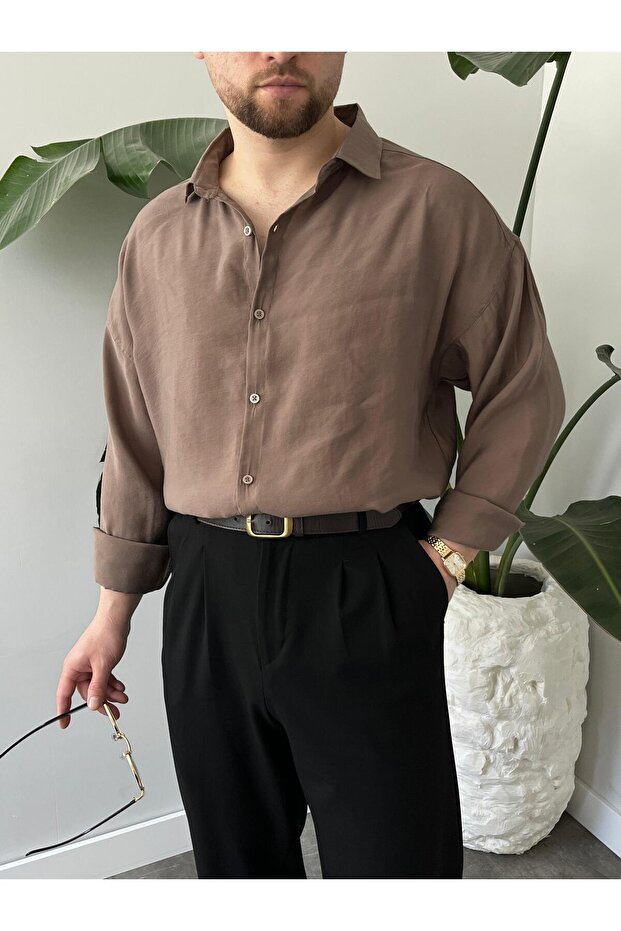 Erkek Oversize Modal Gömlek - 1