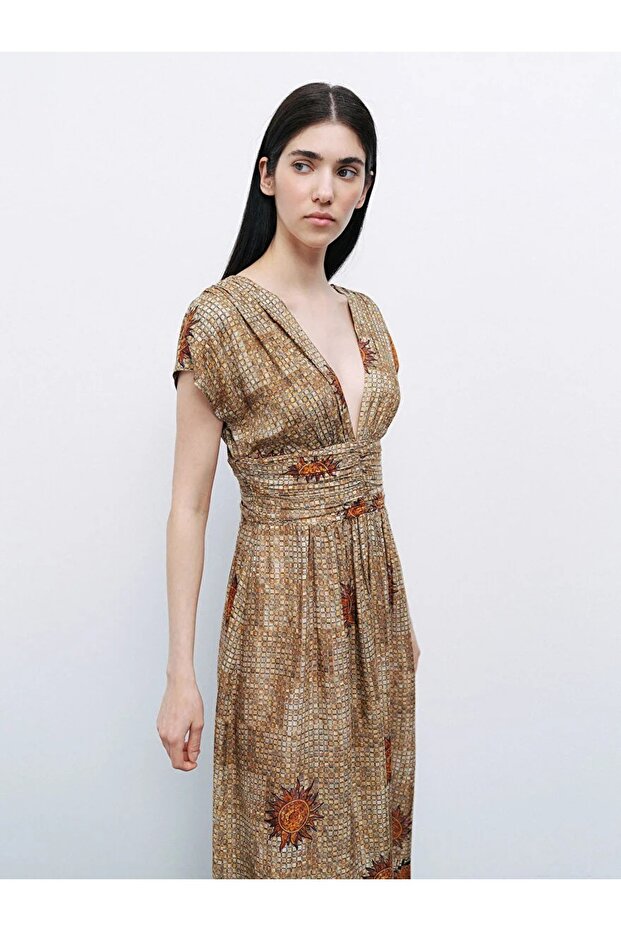 Desenli Maxi Elbise - 2