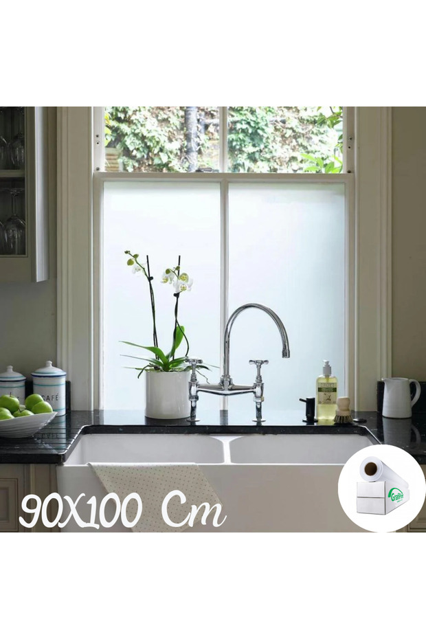 90 Cm x 1 Metre Cam Kumlama, Ofis, Duşakabin ve Balkon Camı Buzlu Kaplama Folyosu - 4