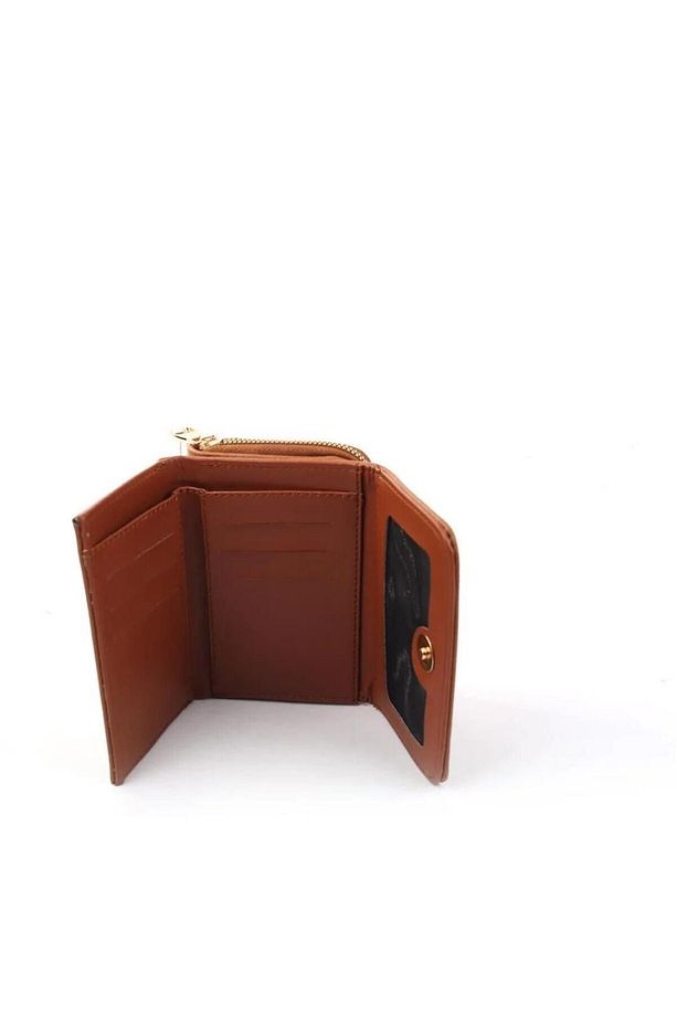Modern Fermuarlı Kullanışlı Taba Renkli Kadın Cüzdanı - 3