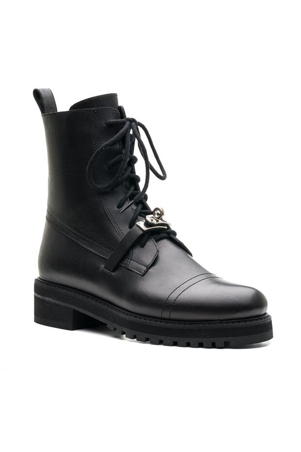 AMEND SİYAH HAKİKİ DERİ Kadın DÜZ BOT - 2