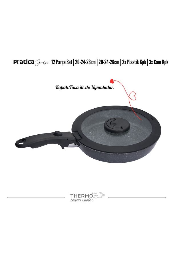 | PRATİCA SERİSİ | 12 Parça | Tencere ve Tava Set | Gri - 4