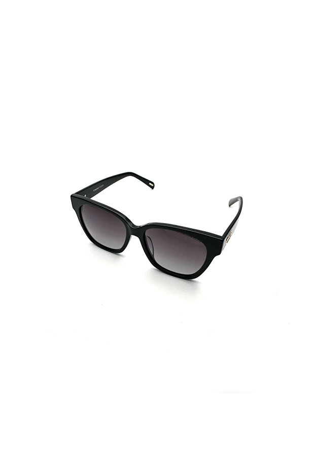 Women's Black-Smoked Organic (Uv) Glass Bone Closed Frame Rectangular Sunglasses Os3459 01 57-17