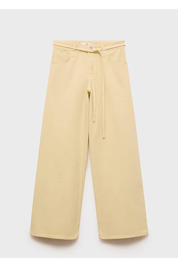 Düşük belli kemerli wideleg jean pantolon - 3