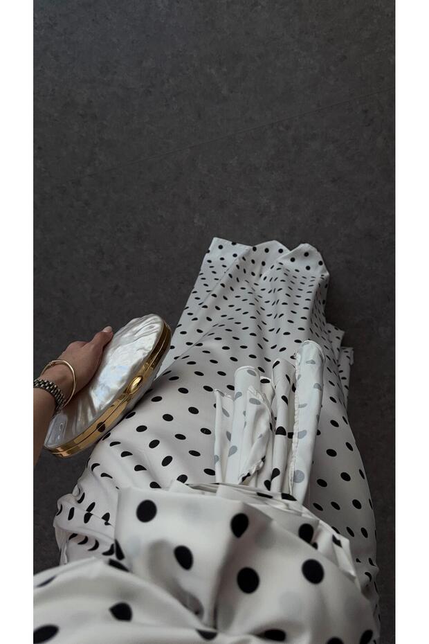 Güllü Puantiyeli Elbise - 4