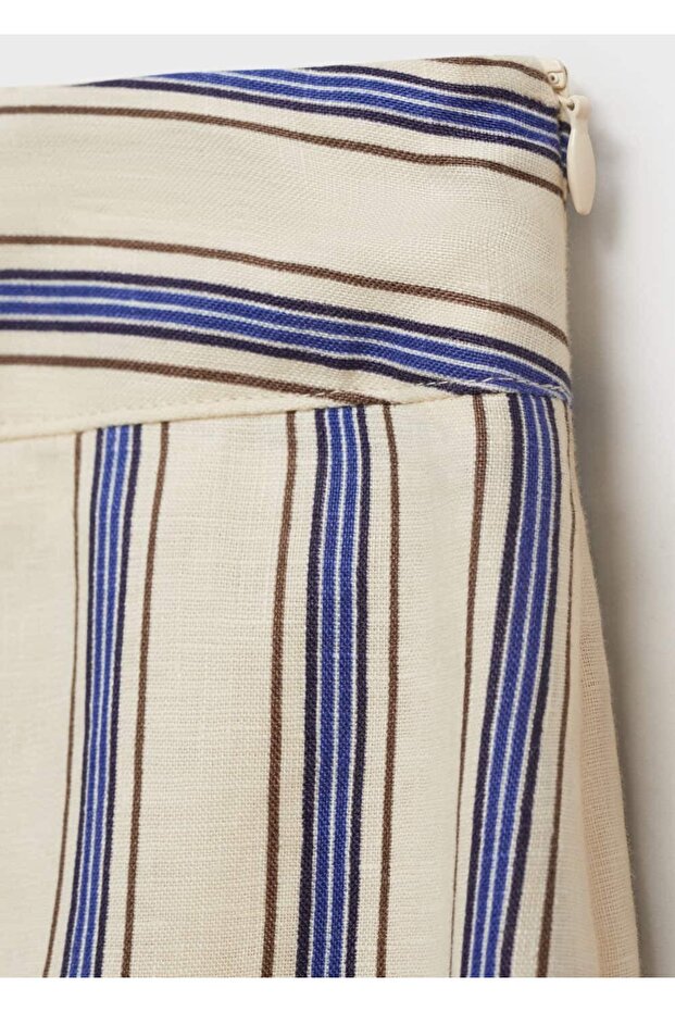 Çizgili keten etek - 6