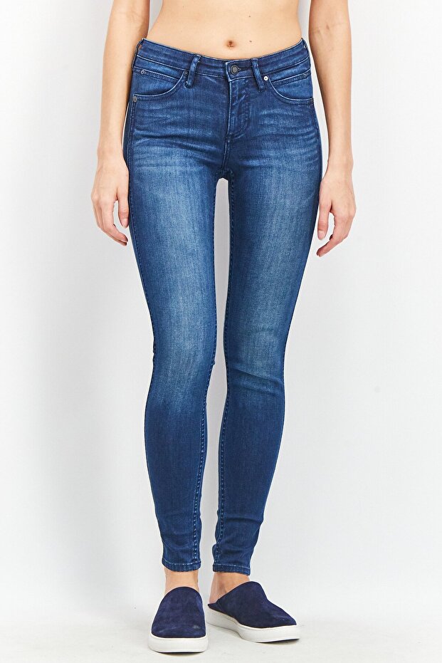 Women Skinny Fit Plain Stretchable Denim Jeans, Blue