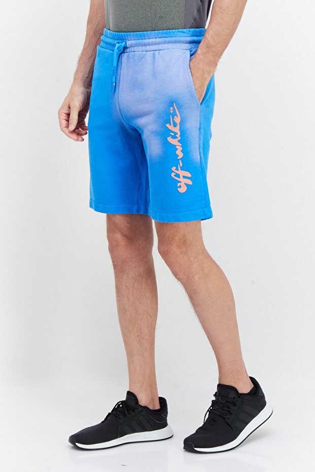 Men Drawstring Tie Dye Basic Shorts, Blue - 2