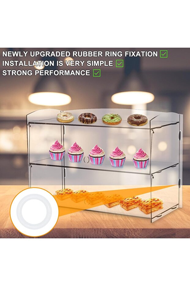 2-Layer Commercial Bakery Display Case Countertop, Pastry Display Case - 6