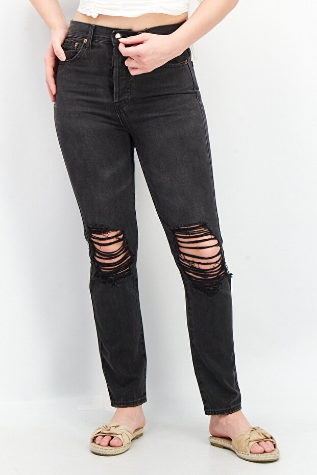Women Regular Fit Washed Non-Stretchable Denim Jens, Black
