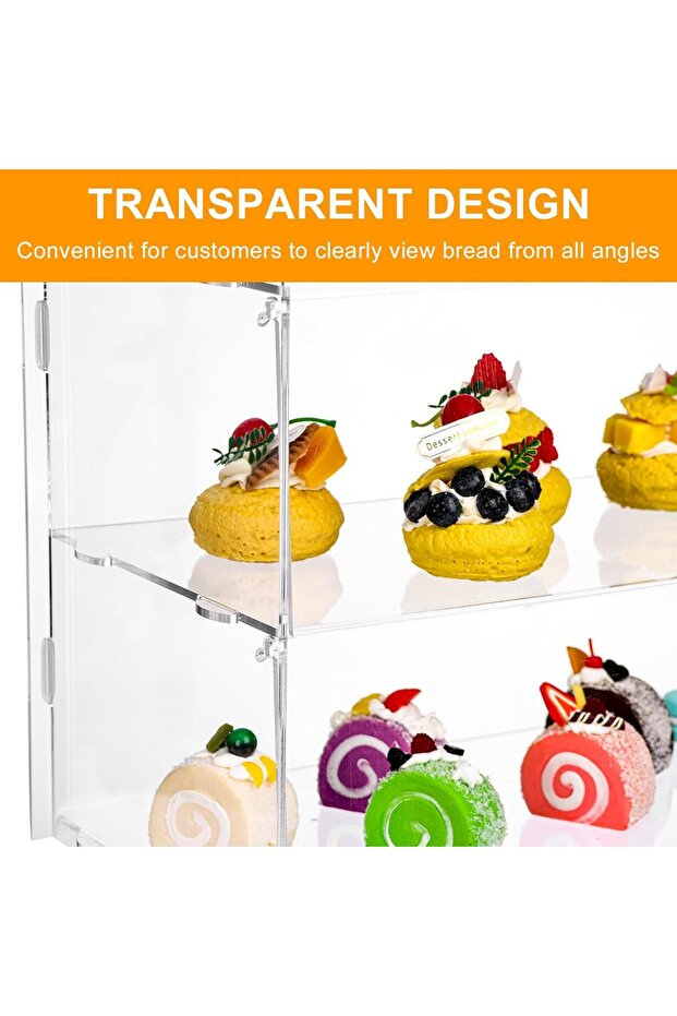 2-Layer Commercial Bakery Display Case Countertop, Pastry Display Case - 5