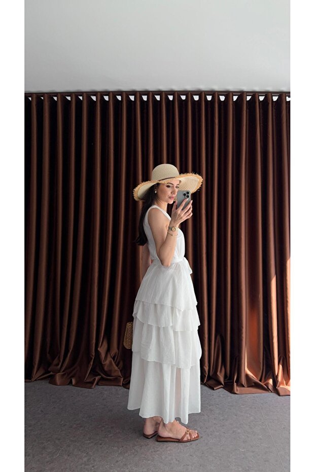 Rochie albă pliată - 2