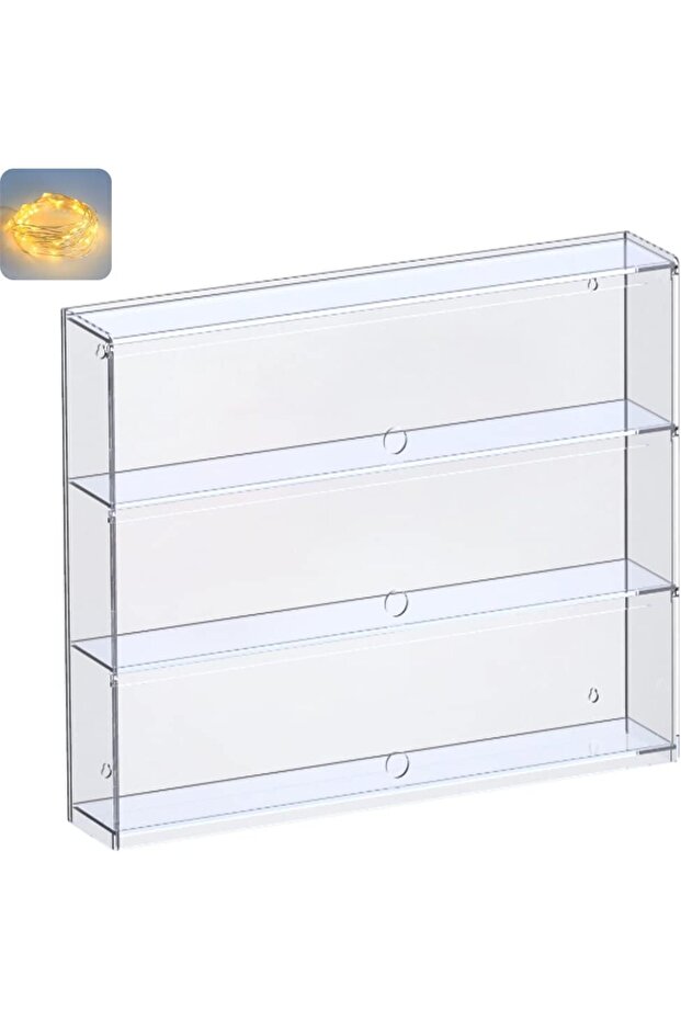 3-Layer Clear Acrylic Display Case with Door,Wall-Mounted Display Shelf (40.6x9.3x38.8 cm) - 1
