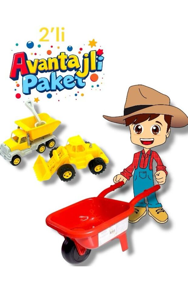 Toy Hand Car + Double Construction Vehicles Set of 2 Avantaşli Package