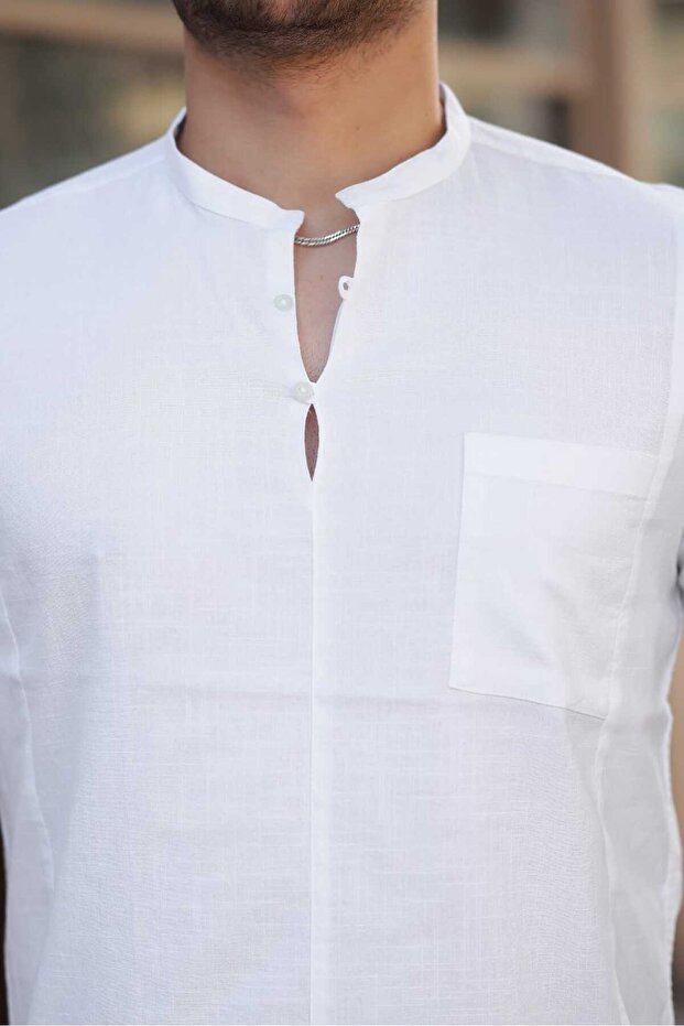 Keten Gömlek Hakim Yaka - 3