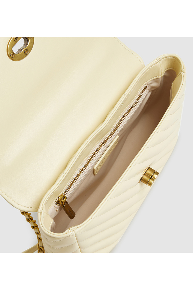 حقيبة كتف مبطنة باللون الأبيض العاجي - 6