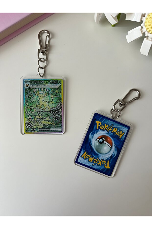 Pokemon Tcg Leafeonex Pokemon Card Keychain / Bag Charm