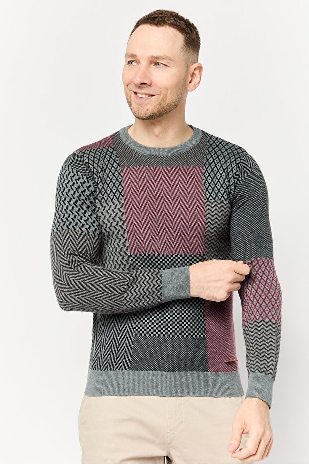 Harmont Blaine Jeans Men Crew Neck Long Sleeves Knitted Sweater, Multicolor