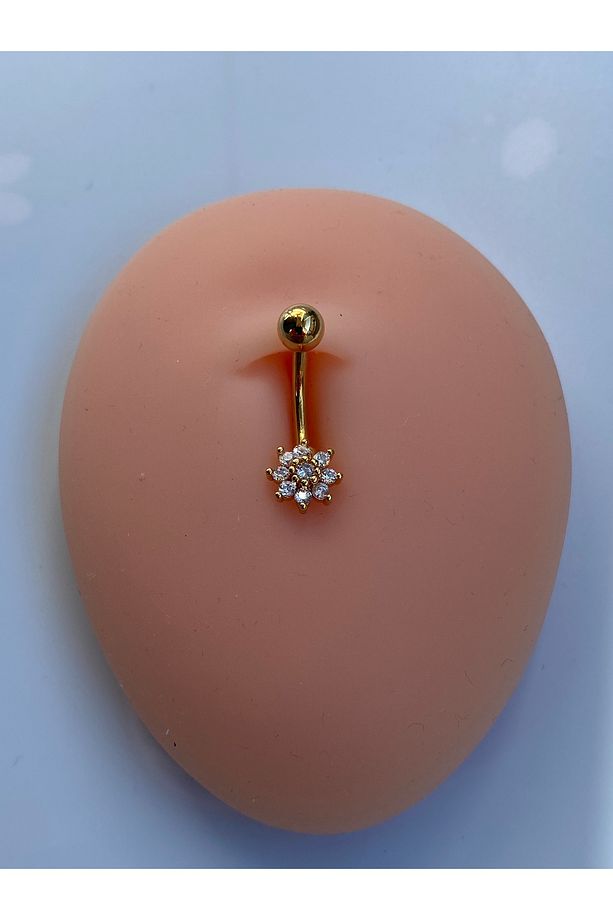 Çelik Göbek Piercing Mini Çiçek Papatya Figürlü Model - 3