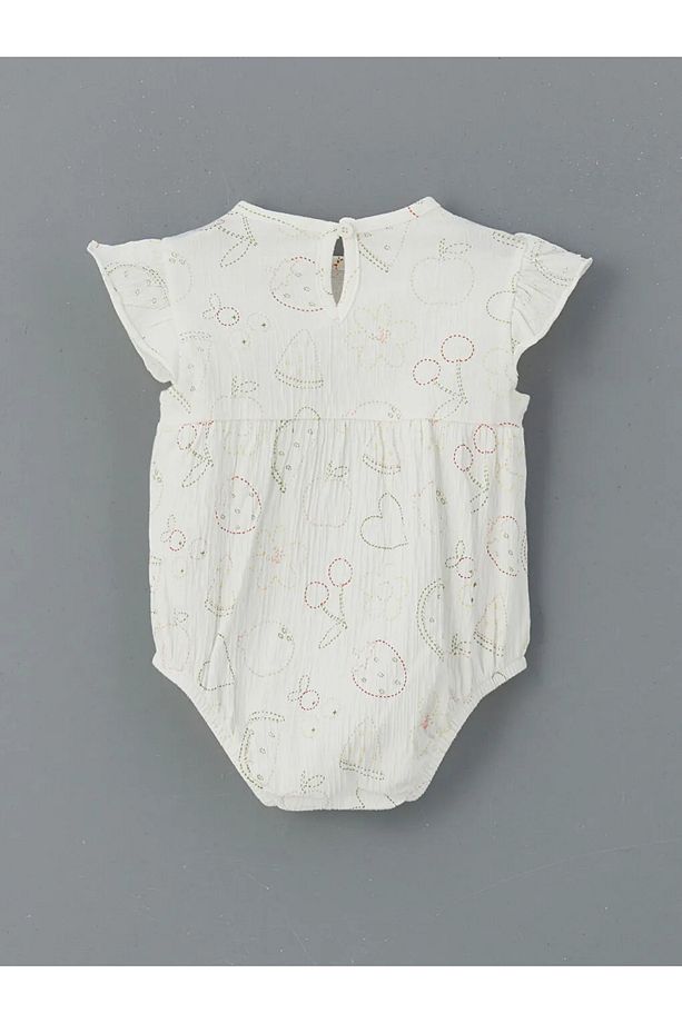 LCW baby Ekru Baskılı Kız Bebek Çıtçıtlı Bodysuit - 2