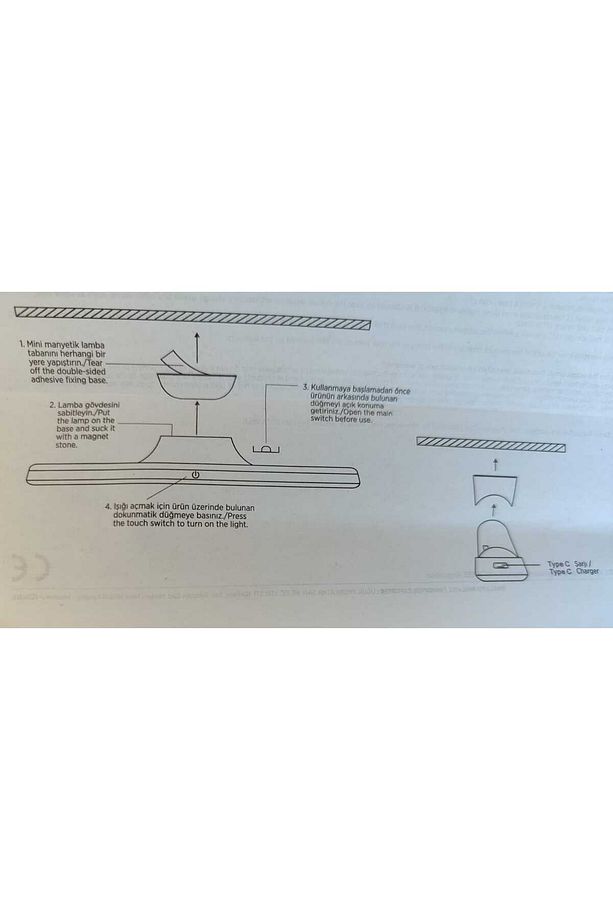 Martı Ledli Aplik USB Şarjlı Kablosuz Mıknatıslı - 3 Renk Dokunmatik Lamba - 5