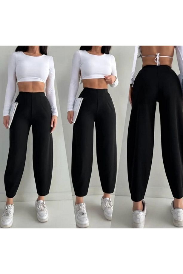 YÜKSEK BEL KREP PANTALON - 2