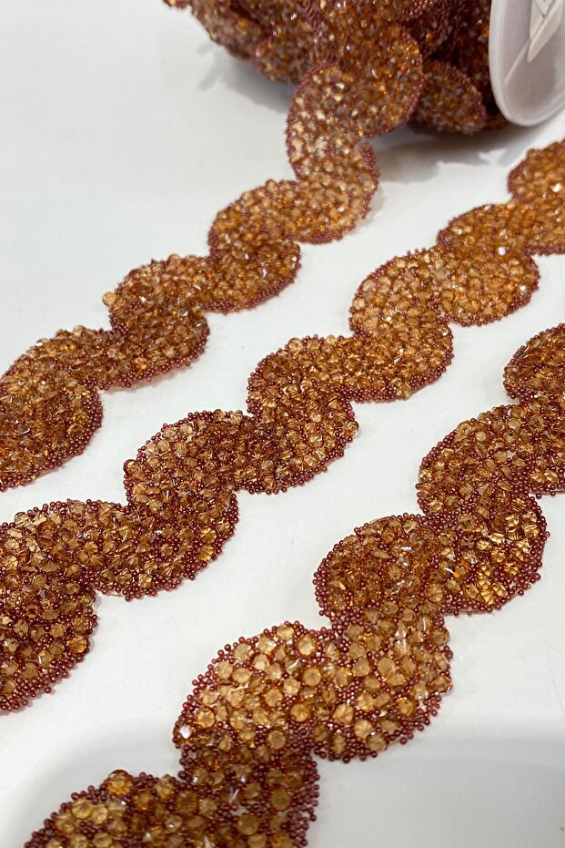 Kahverengi Su Yolu Desen Ütüyle Yapışan Şerit Aplik - 2