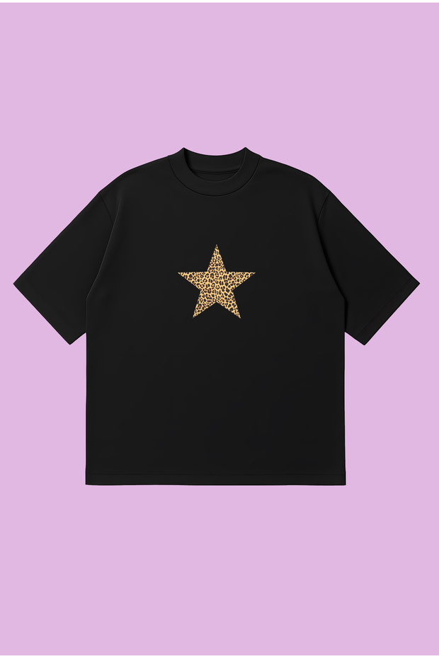 Leopard Starz Printed Oversize Unisex Cotton Breathable Thick Fabric T-Shirt