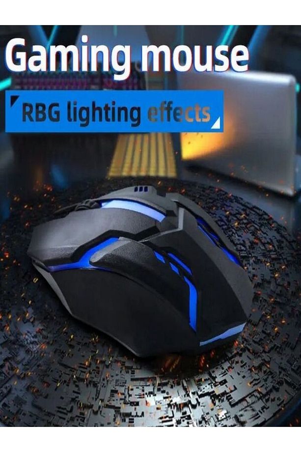 Oyuncu Mouse Usb Kablolu Gaming Rgb Işıklı Fare 1200dpi Siyah Mat Doku Ele Oturur Hadron - 2