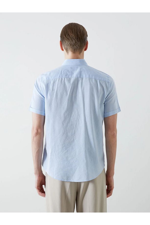 Regular Fit Keten Karışımlı Erkek Gömlek - 2