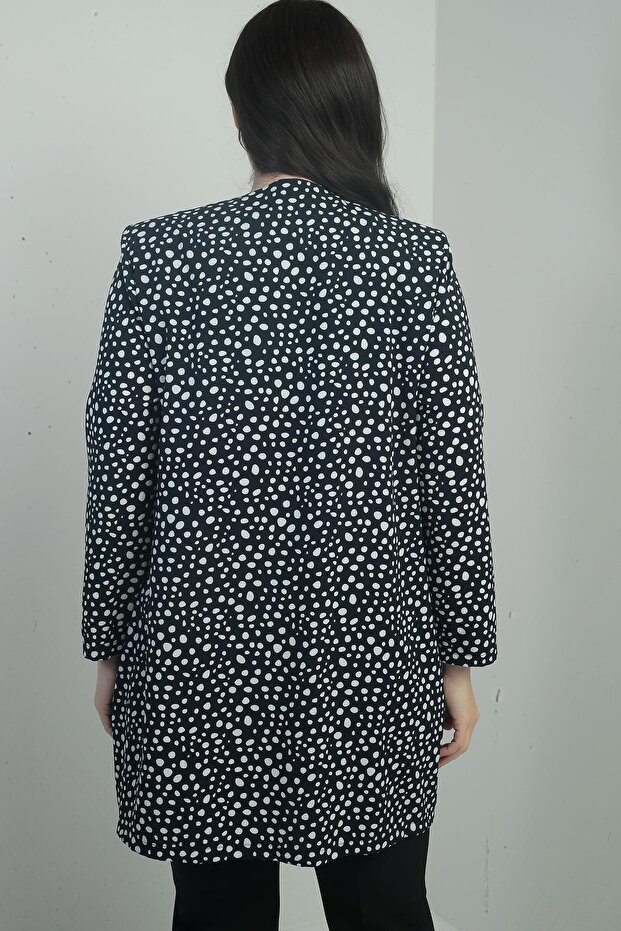 Leopard Pattern Collar Brooch Double Plus Size Suit - 4